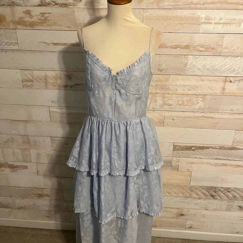NWOT Anthropologie size L Campbell lace tiered midi dress in light blue - Picture 4 of 12